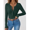 image:imageANRABESS Ribbed Henley Long Sleeve Shirts for WomenForest Green