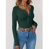 image:imageANRABESS Ribbed Henley Long Sleeve Shirts for WomenForest Green