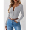 image:imageANRABESS Ribbed Henley Long Sleeve Shirts for WomenGrey