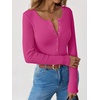 image:imageANRABESS Ribbed Henley Long Sleeve Shirts for WomenHot Pink