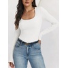image:imageANRABESS Ribbed Square Neck Slim Long Sleeve Shirts for WomenWhite