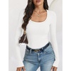 image:imageANRABESS Ribbed Square Neck Slim Long Sleeve Shirts for WomenWhite