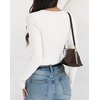 image:imageANRABESS Ribbed Square Neck Slim Long Sleeve Shirts for WomenWhite