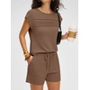 image:imageANRABESS Two Piece Sets for Women 2026 Summer Short Lounge SetBrown