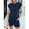 image:imageANRABESS Two Piece Sets for Women 2026 Summer Short Lounge SetNavy Blue