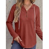 image:imageANRABESS Waffle Knit Hoodies for Women Lightweight SweatshirtBirck Red