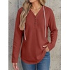 image:imageANRABESS Waffle Knit Hoodies for Women Lightweight SweatshirtBirck Red