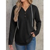 image:imageANRABESS Waffle Knit Hoodies for Women Lightweight SweatshirtBlack