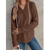 image:imageANRABESS Waffle Knit Hoodies for Women Lightweight SweatshirtBrown
