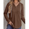 image:imageANRABESS Waffle Knit Hoodies for Women Lightweight SweatshirtBrown