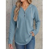 image:imageANRABESS Waffle Knit Hoodies for Women Lightweight SweatshirtDusty Blue