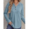 image:imageANRABESS Waffle Knit Hoodies for Women Lightweight SweatshirtDusty Blue