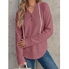 image:imageANRABESS Waffle Knit Hoodies for Women Lightweight SweatshirtMauve