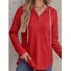 image:imageANRABESS Waffle Knit Hoodies for Women Lightweight SweatshirtRed