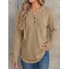 image:imageANRABESS Waffle Knit Hoodies for Women Lightweight SweatshirtTan