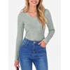 image:imageANRABESS Women Long Sleeve Ribbed Fitted Sweaters TopLight Green