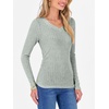 image:imageANRABESS Women Long Sleeve Ribbed Fitted Sweaters TopLight Green