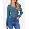 image:imageANRABESS Women Long Sleeve Ribbed Fitted Sweaters TopTeal