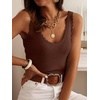 image:imageANRABESS Women Summer Sleeveless Sweaters Scoop Neck Tank TopsRed Brown