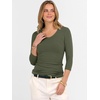 image:imageANRABESS Womens 34 Sleeve Tops V Neck Fitted Ribbed Tee ShirtsArmy Green