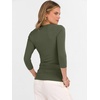 image:imageANRABESS Womens 34 Sleeve Tops V Neck Fitted Ribbed Tee ShirtsArmy Green