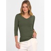 image:imageANRABESS Womens 34 Sleeve Tops V Neck Fitted Ribbed Tee ShirtsArmy Green