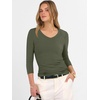 image:imageANRABESS Womens 34 Sleeve Tops V Neck Fitted Ribbed Tee ShirtsArmy Green