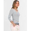 image:imageANRABESS Womens 34 Sleeve Tops V Neck Fitted Ribbed Tee ShirtsBright Grey