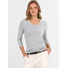 image:imageANRABESS Womens 34 Sleeve Tops V Neck Fitted Ribbed Tee ShirtsBright Grey