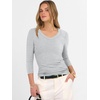 image:imageANRABESS Womens 34 Sleeve Tops V Neck Fitted Ribbed Tee ShirtsBright Grey