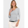 image:imageANRABESS Womens 34 Sleeve Tops V Neck Fitted Ribbed Tee ShirtsBright Grey