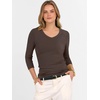 image:imageANRABESS Womens 34 Sleeve Tops V Neck Fitted Ribbed Tee ShirtsCoffee