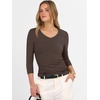 image:imageANRABESS Womens 34 Sleeve Tops V Neck Fitted Ribbed Tee ShirtsCoffee