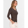 image:imageANRABESS Womens 34 Sleeve Tops V Neck Fitted Ribbed Tee ShirtsCoffee