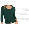 image:imageANRABESS Womens 34 Sleeve Tops V Neck Fitted Ribbed Tee ShirtsDeep Green