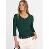 image:imageANRABESS Womens 34 Sleeve Tops V Neck Fitted Ribbed Tee ShirtsDeep Green
