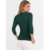 image:imageANRABESS Womens 34 Sleeve Tops V Neck Fitted Ribbed Tee ShirtsDeep Green