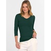 image:imageANRABESS Womens 34 Sleeve Tops V Neck Fitted Ribbed Tee ShirtsDeep Green