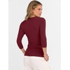 image:imageANRABESS Womens 34 Sleeve Tops V Neck Fitted Ribbed Tee ShirtsDeep Red