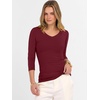 image:imageANRABESS Womens 34 Sleeve Tops V Neck Fitted Ribbed Tee ShirtsDeep Red