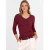 image:imageANRABESS Womens 34 Sleeve Tops V Neck Fitted Ribbed Tee ShirtsDeep Red