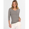 image:imageANRABESS Womens 34 Sleeve Tops V Neck Fitted Ribbed Tee ShirtsGrey Khaki