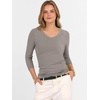 image:imageANRABESS Womens 34 Sleeve Tops V Neck Fitted Ribbed Tee ShirtsGrey Khaki