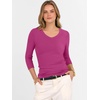 image:imageANRABESS Womens 34 Sleeve Tops V Neck Fitted Ribbed Tee ShirtsHot Pink