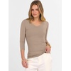 image:imageANRABESS Womens 34 Sleeve Tops V Neck Fitted Ribbed Tee ShirtsLight Camel