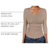 image:imageANRABESS Womens 34 Sleeve Tops V Neck Fitted Ribbed Tee ShirtsLight Camel