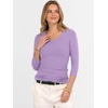 image:imageANRABESS Womens 34 Sleeve Tops V Neck Fitted Ribbed Tee ShirtsLight Purple