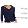 image:imageANRABESS Womens 34 Sleeve Tops V Neck Fitted Ribbed Tee ShirtsNavy Blue