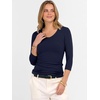image:imageANRABESS Womens 34 Sleeve Tops V Neck Fitted Ribbed Tee ShirtsNavy Blue