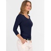 image:imageANRABESS Womens 34 Sleeve Tops V Neck Fitted Ribbed Tee ShirtsNavy Blue